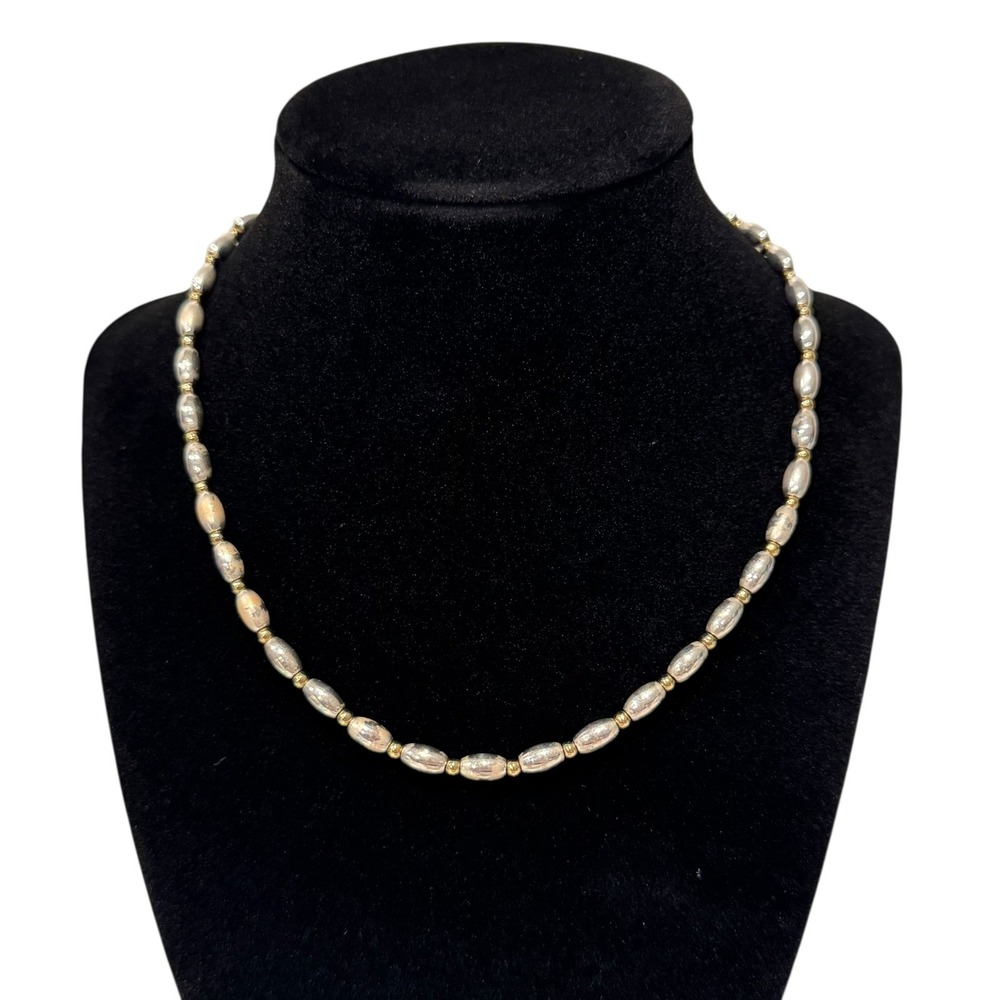 Napier Classic Designer Beaded Two Tone Necklace Tarnished